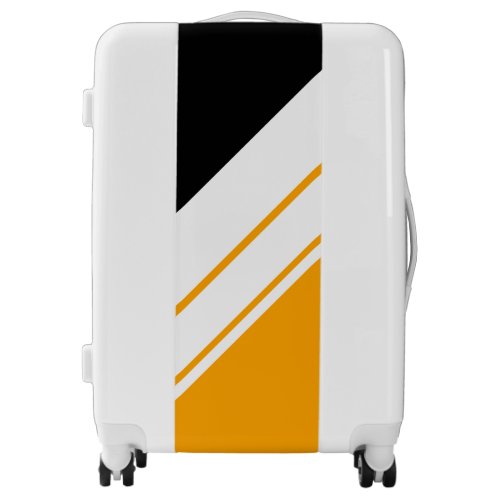 Sleek Black Golden Yellow White Racing Stripes  Luggage