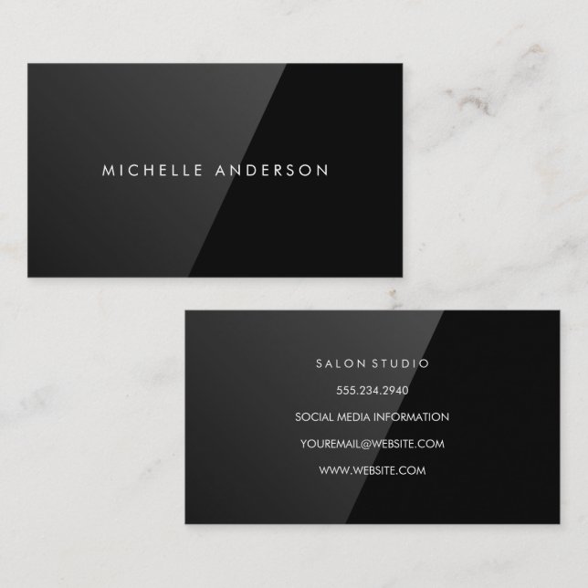 Sleek Black High Gloss Business Card (Front/Back)
