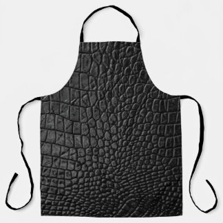 Sleek Black: Leather Texture Elegance Apron