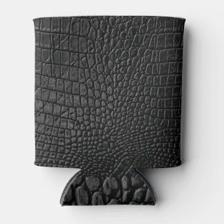Sleek Black: Leather Texture Elegance Can Cooler