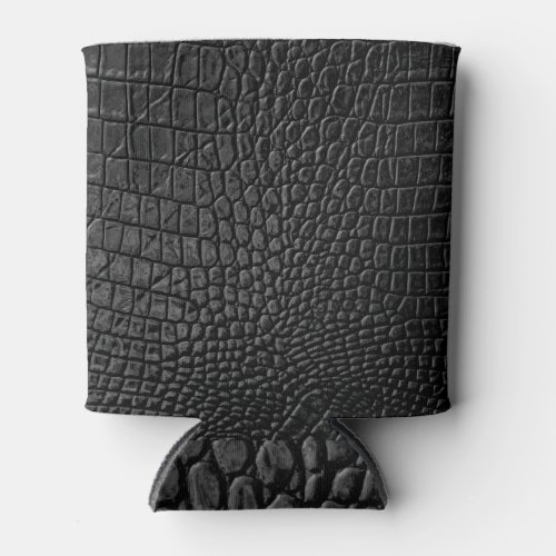 Sleek Black Leather Texture Elegance Can Cooler