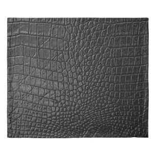 Sleek Black: Leather Texture Elegance Duvet Cover