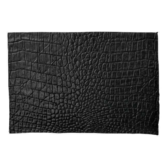 Sleek Black: Leather Texture Elegance Pillow Case (Front)