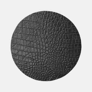 Sleek Black: Leather Texture Elegance Rug