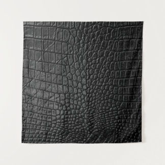 Sleek Black: Leather Texture Elegance Tapestry