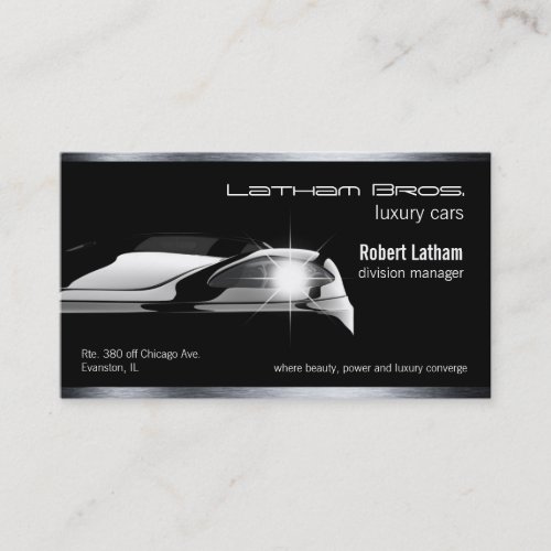 sleek black luxury car business car business card