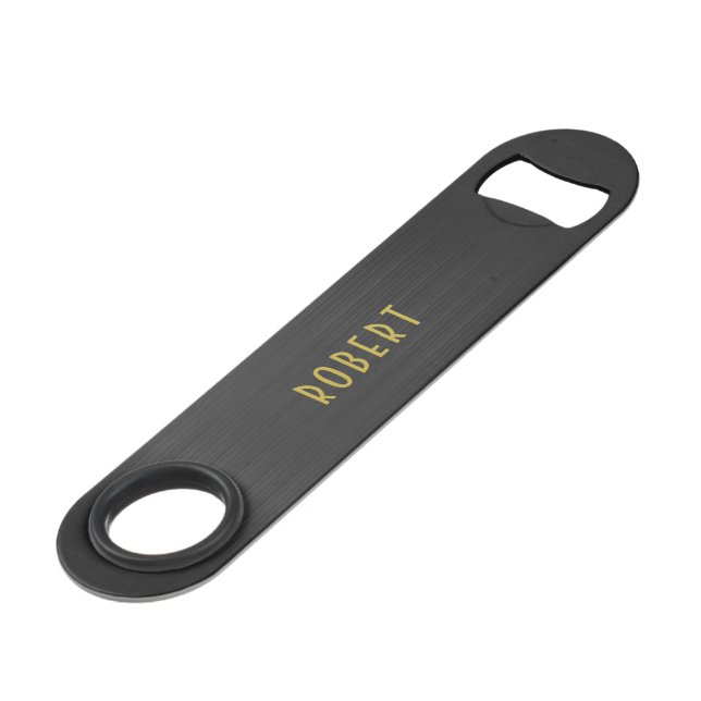 Sleek black metallic carbon fiber background bar key (Back Angled)
