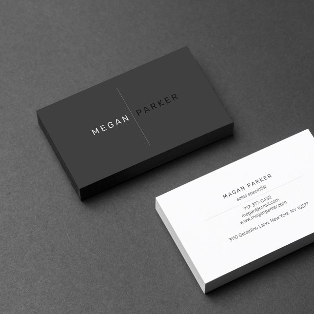 Sleek Black Minimalist Professional | Entrepreneur Business Card (Creator Uploaded)
