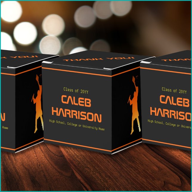 Sleek Black Modern Tech Graduation Favor Boxes (Creator Uploaded)