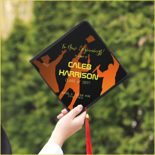 Sleek Black Modern Tech Graduation Graduation Cap Topper