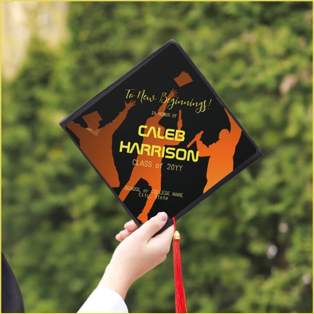 Sleek Black Modern Tech Graduation Graduation Cap Topper (Creator Uploaded)