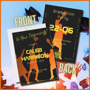 Sleek Black Modern Tech Graduation Invitation