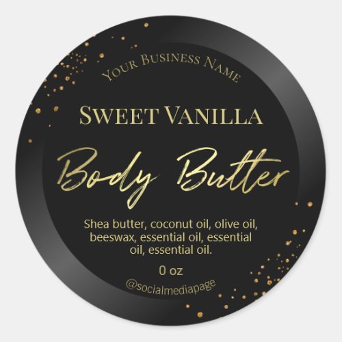 Sleek Black Paint Dots Body Butter Label