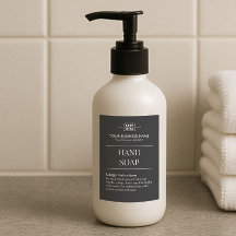 Sleek Black Personalized Monogram Hand Soap label