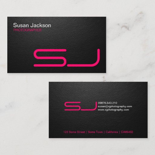 Customizable Sleek Black Photographer's Business Card