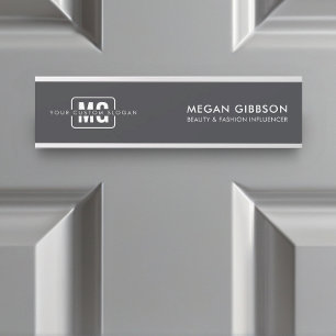 Sleek Black Professional Monogram Hanging Name Door Sign