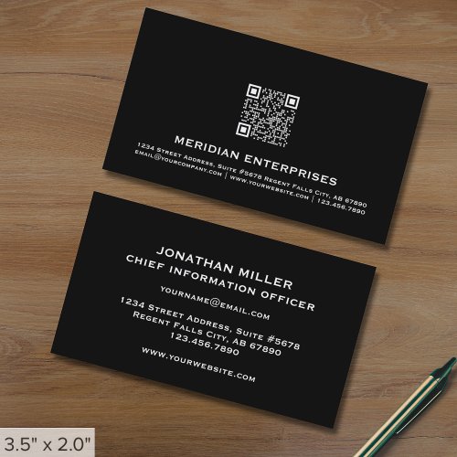 Sleek Black QR Code Business Card