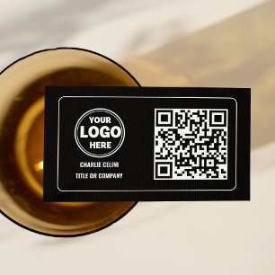 Sleek Black QR Code Business Card – Modern Luxury 
