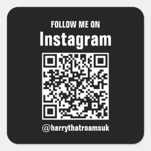 Sleek Black QR Code Business Logo Modern Profess Square Sticker