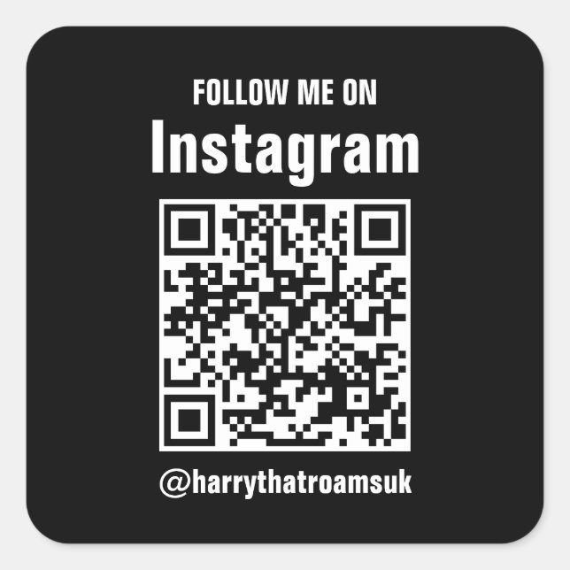 Sleek Black QR Code Business Logo | Modern Profess Square Sticker (Front)