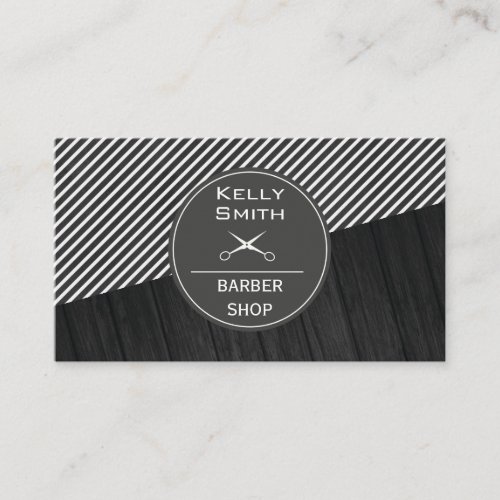Sleek Black Rich Dark Wood Color Block Stripes Business Card
