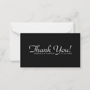 Sleek Black Simple Script Wedding Budget Thank You Note Card