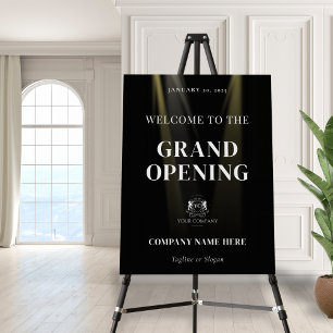 Sleek Black Spotlight Business Logo Grand Opening Foam Board