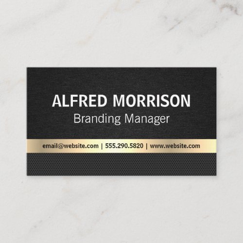 Sleek Black Texture  Gold Metal Business Card