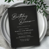 Elegant Moody Black | Formal Birthday Dinner Party Invitation