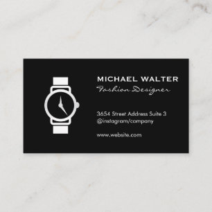 Sleek Black Watch Icon Business Card