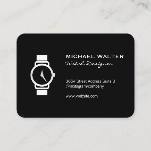 Sleek Black Watch Icon Business Card