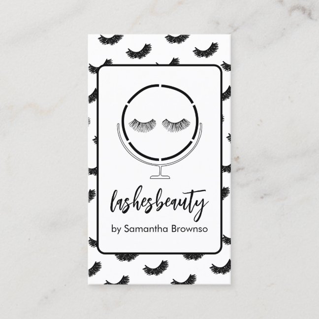 Sleek Black & White Modern Lash Artist Business Card