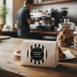 Sleek Black White Stripe Business Name Thank You Classic Round Sticker