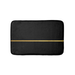 Sleek Black with Gold Stripe Bath Mat