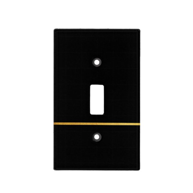 Sleek Black with Gold Stripe Light Switch Cover (Front)
