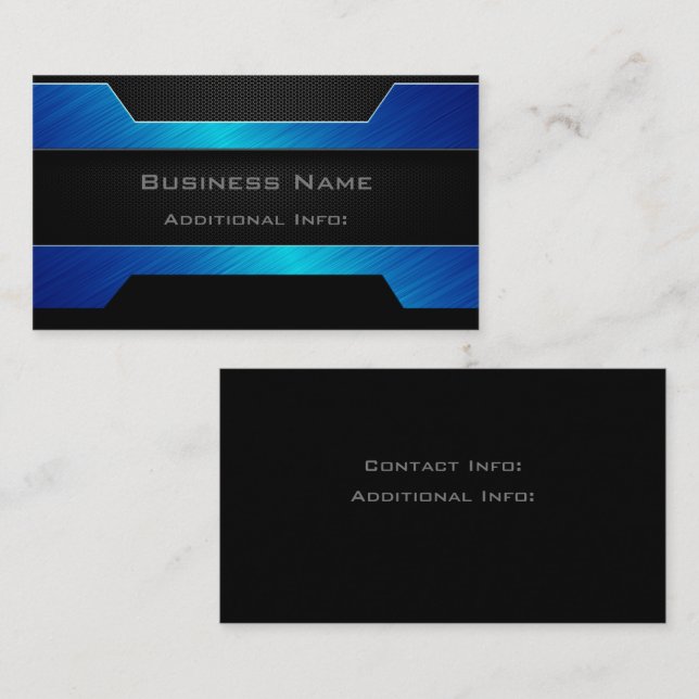 Sleek Blue Metal  Business Card (Front/Back)