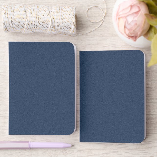 Sleek Blue Texture Foil Vow Books Wedding Journals (Wedding)