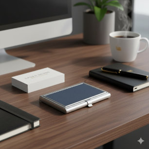 Sleek Blue Textured Modern Business Card Case