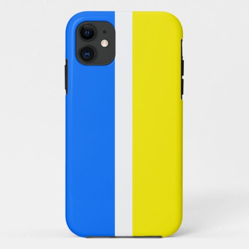 Sleek Bright Nautical Yellow Blue White Stripes iPhone 11 Case