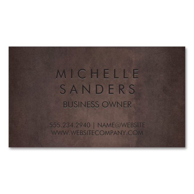 Sleek Brown Texture | Simple Background Business Card Magnet (Front)