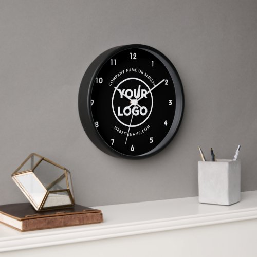 Sleek Business Logo and Text Black Background Clock