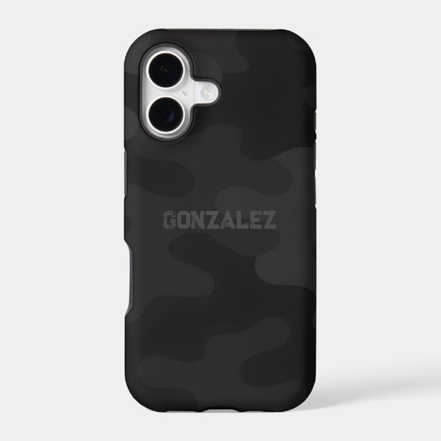 Sleek Camo Deep Black Dark Charcoal Customizable iPhone Case (Back)