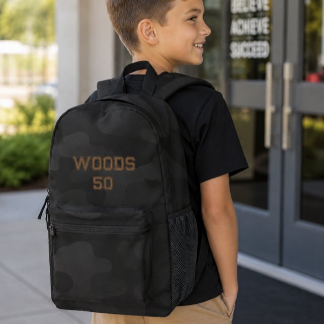 Sleek Camo Deep Black Dark Charcoal | Customizable Printed Backpack (Creator Uploaded)
