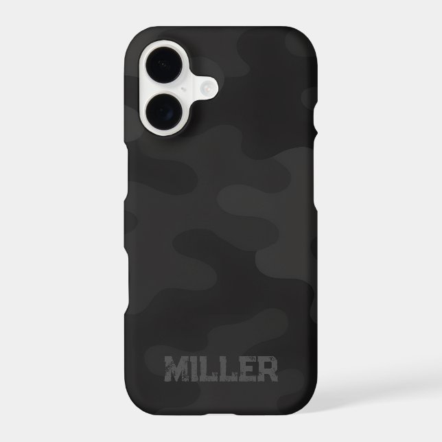 Sleek Camo Deep Black Dark Charcoal Monogram Case-Mate iPhone Case (Back)