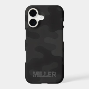 Sleek Camo Deep Black Dark Charcoal Monogram iPhone 17 Case