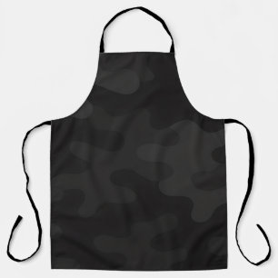 Sleek Camo Deep Black Dark Charcoal Tones Modern  Apron