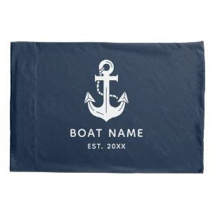 Sleek Captains Quarters Boat Name Established Pillow Case