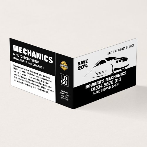 Sleek Car Logo Auto Mechanic  Repairs Detailed Business Card