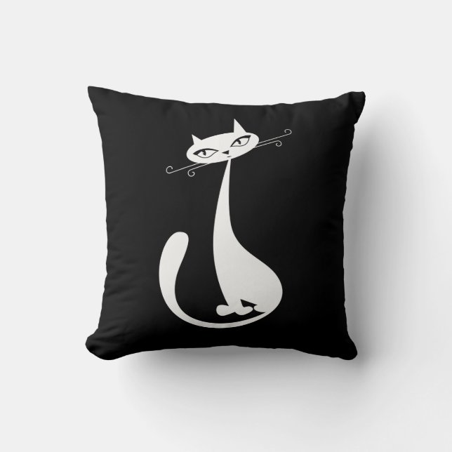 Sleek Cat Throw Pillow (Front)