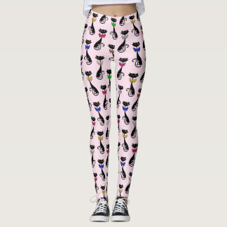 Sleek Cats with Bow Ties Leggings